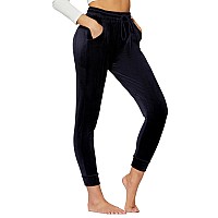 Premium Velvet Joggers For Women Ultrasoft Warm Velour Pants Navy Blue Small