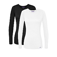 Sivvan Scrubs For Women Long Sleeve Comfort Underscrub Tee 2Pack S85002 Blackwhite M