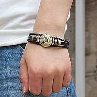 Dcfywl731 2Pcs Libra Zodiac Bracelets For Women 12 Constellations Multilayer Leather Bracelet Handmade Woven Zodiac Sign Wrap Wr