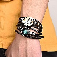 Dcfywl731 2Pcs Libra Zodiac Bracelets For Women 12 Constellations Multilayer Leather Bracelet Handmade Woven Zodiac Sign Wrap Wr