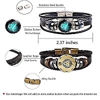 Dcfywl731 2Pcs Libra Zodiac Bracelets For Women 12 Constellations Multilayer Leather Bracelet Handmade Woven Zodiac Sign Wrap Wr