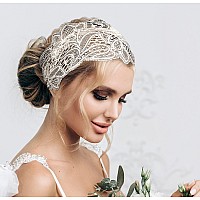 Sharirose White Lace Headband For Women Hair Accessories For Women Stretch Lace Vintage Floral Headband Makeup Headband Hairband