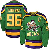 Charlie Conway 96 Mighty Ducks Adam Banks 99 Movie Ice Hockey Jersey 96 Green Medium