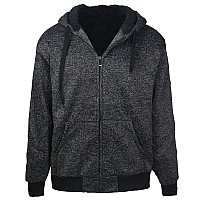 Plus Size S5Xl Marled Heavyweight Fleece Hoodie For Men Sherpa Lined Full Zip Up Long Sleeve Winter Jacket Coat Charcoal Xl