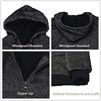 Plus Size S5Xl Marled Heavyweight Fleece Hoodie For Men Sherpa Lined Full Zip Up Long Sleeve Winter Jacket Coat Charcoal Xl