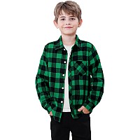 Sangtree Boys Flannel Plaid Shirt Long Sleeve Button Down Shirt Tops Green Plaid 23 Years Tag 100