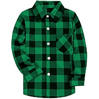 Sangtree Boys Flannel Plaid Shirt Long Sleeve Button Down Shirt Tops Green Plaid 23 Years Tag 100