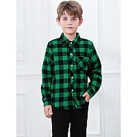 Sangtree Boys Flannel Plaid Shirt Long Sleeve Button Down Shirt Tops Green Plaid 23 Years Tag 100