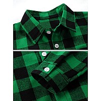 Sangtree Boys Flannel Plaid Shirt Long Sleeve Button Down Shirt Tops Green Plaid 23 Years Tag 100