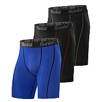 Runhit Mens Compression Shorts3 Pack Compression Spandex Yoga Shorts Underwear Workout Athletic Running