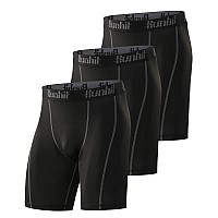 Runhit Mens Compression Shorts3 Pack Compression Spandex Yoga Shorts Underwear Black Grey 3Xl