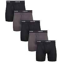 Izod Mens Underwear Performance Boxer Briefs With Mesh Functional Fly 5 Pack Size Large Blackmagnetblackmagnetblack