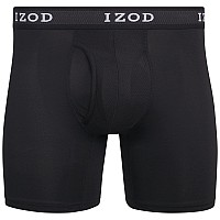 Izod Mens Underwear Performance Boxer Briefs With Mesh Functional Fly 5 Pack Size Large Blackmagnetblackmagnetblack