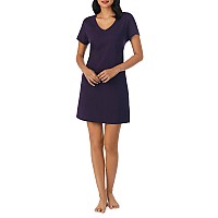 Nautica Womens Sleep Dress Midthigh Length Breathable Pajama Top Cotton Knit Jersey Vneck Sleepwear And Loungewear Eggpl