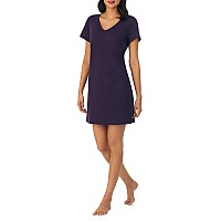 Nautica Womens Sleep Dress Midthigh Length Breathable Pajama Top Cotton Knit Jersey Vneck Sleepwear And Loungewear Eggpl