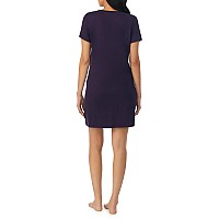 Nautica Womens Sleep Dress Midthigh Length Breathable Pajama Top Cotton Knit Jersey Vneck Sleepwear And Loungewear Eggpl