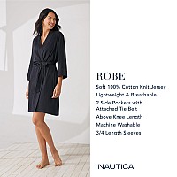 Nautica Womens Soft Robe Above Knee 34 Length Sleeve Lightweight Robe Cotton Knit Jersey Sleepwear And Loungewear Eggplan