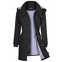 Bloggerlove Womens Rain Coats Waterproof Rain Jacket Lightweight Outdoor Hooded Trench Coats Black Xxl