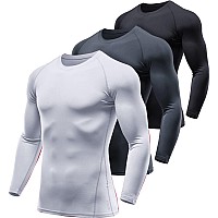 Athlio Mens Thermal Long Sleeve Compression Shirts Winter Gear Sports Base Layer Top Athletic Running Tshirt Active Top 3Pa