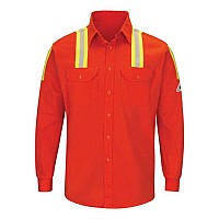 Bulwark Enhanced Visibility Long Sleeve Uniform Shirt Orange M