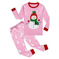 Family Feeling Big Girls Boys Long Sleeve Christmas Pajamas Sets Cotton Pyjamas Kids Pjs Size 14 Snowman