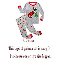 Kikizye Christmas Dinosaur Little Boys Long Sleeve Pajamas Kids Xmas Cotton Pjs Size 6