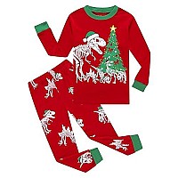 Family Feeling Big Girls Boys Long Sleeve Christmas Dinosaur Tree Pajamas Sets 100 Cotton Pyjamas Kids Pjs Size 10