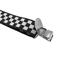 Lolelai Suspenders For Women And Men Elastic Adjustable Yback Pant Clips Tuxedo Braces 12 Checkered Black And White