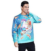 Raisevern Ugly Christmas Sweater For Men Women Funny Xmas Santa Cat Ride Unicorn Sweatshirt Holiday Festive Long Sleeve Winter P