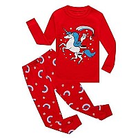 Family Feeling Big Boys Girls Long Sleeve Christmas Pajamas Sets 100 Cotton Pyjamas Kids Pjs Santa Claus Unicorn Red Size 14