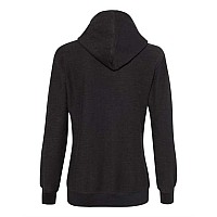 J America Womens French Terry Sport Lace Scuba Hooded Pullover Black L