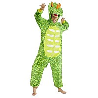 Abenca Fleece Men Triceratops Dinosaur Onesie Pajamas For Adult Cartoon One Piece Animal Halloween Christmas Cosplay Costume Li