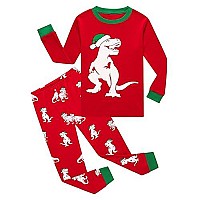 Family Feeling Big Boys Girls Long Sleeve Christmas Pajamas Sets Cotton Glow In The Dark Pyjamas Kids Pjs Size 16 Dinosaur Red