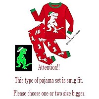 Family Feeling Big Boys Girls Long Sleeve Christmas Pajamas Sets Cotton Glow In The Dark Pyjamas Kids Pjs Size 16 Dinosaur Red