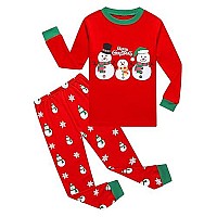 Family Feeling Little Girls Boys Long Sleeve Christmas Pajamas Sets 100 Cotton Pyjamas Toddler Kids Pjs Size 4T Snowman