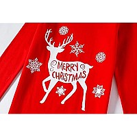 Family Feeling Adult Womens Holiday Christmas Pjs Reindeer Matching Matching Family Pajamas Sets Long Sleeve Red Pjs Size M