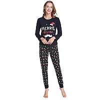 Ventelan Family Matching Christmas Pajamas Set Holiday Santa Claus Sleepwear Cotton Pjs Set For Couples And Kids