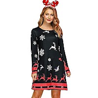 For G And Pl Christmas Womens Reindeer Dresses Funny Printed Pullover Party Casual Ugly Costume Red White S