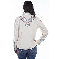 Floral Feather Emb Blouse