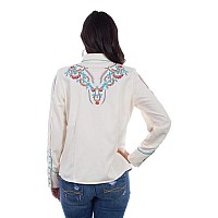 Floral Feather Emb Blouse