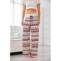 Ximage Womens Comfy Casual Pajama Santa Pants Floral Print Lounge Drawstring Palazzo Long Wide Leg Christmas Pants Moose Mediu