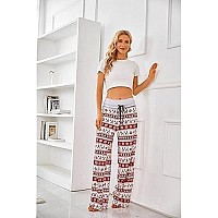 Ximage Womens Comfy Casual Pajama Santa Pants Floral Print Lounge Drawstring Palazzo Long Wide Leg Christmas Pants Moose Mediu