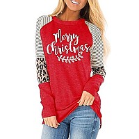 Fronage Women Christmas Shirts Long Sleeve Leopard Print Tunics Tops Medium 07 S Red