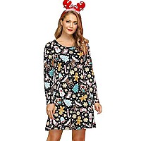 For G And Pl Womens Christmas Long Sleeve Dress Santa Claus Casual Ugly Printed Xmas Party Costume Candy Xs