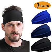 Mens Sports Headband 1 Pack Or 3 Pack Running Sweat Head Bands For Running Football Tennis3Packbluenavy Blueblack