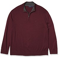 Nautica Mens Quarterzip Sweater Royal Burgundy Xxlarge