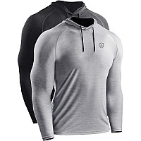 Neleus Mens 2 Pack Dry Fit Running Shirt Long Sleeve Workout Athletic Shirts With Hoods 5071 Dark Grey Light Grey 3Xl