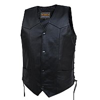 Mens Side Lace Premium Leather Goat Vest Black Xl