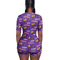 Missshorthair Short Sleeve Onesies For Women Onesie Pajamas For Women Shorts Backwoods Purple L