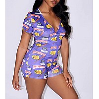 Missshorthair Short Sleeve Onesies For Women Onesie Pajamas For Women Shorts Backwoods Purple L